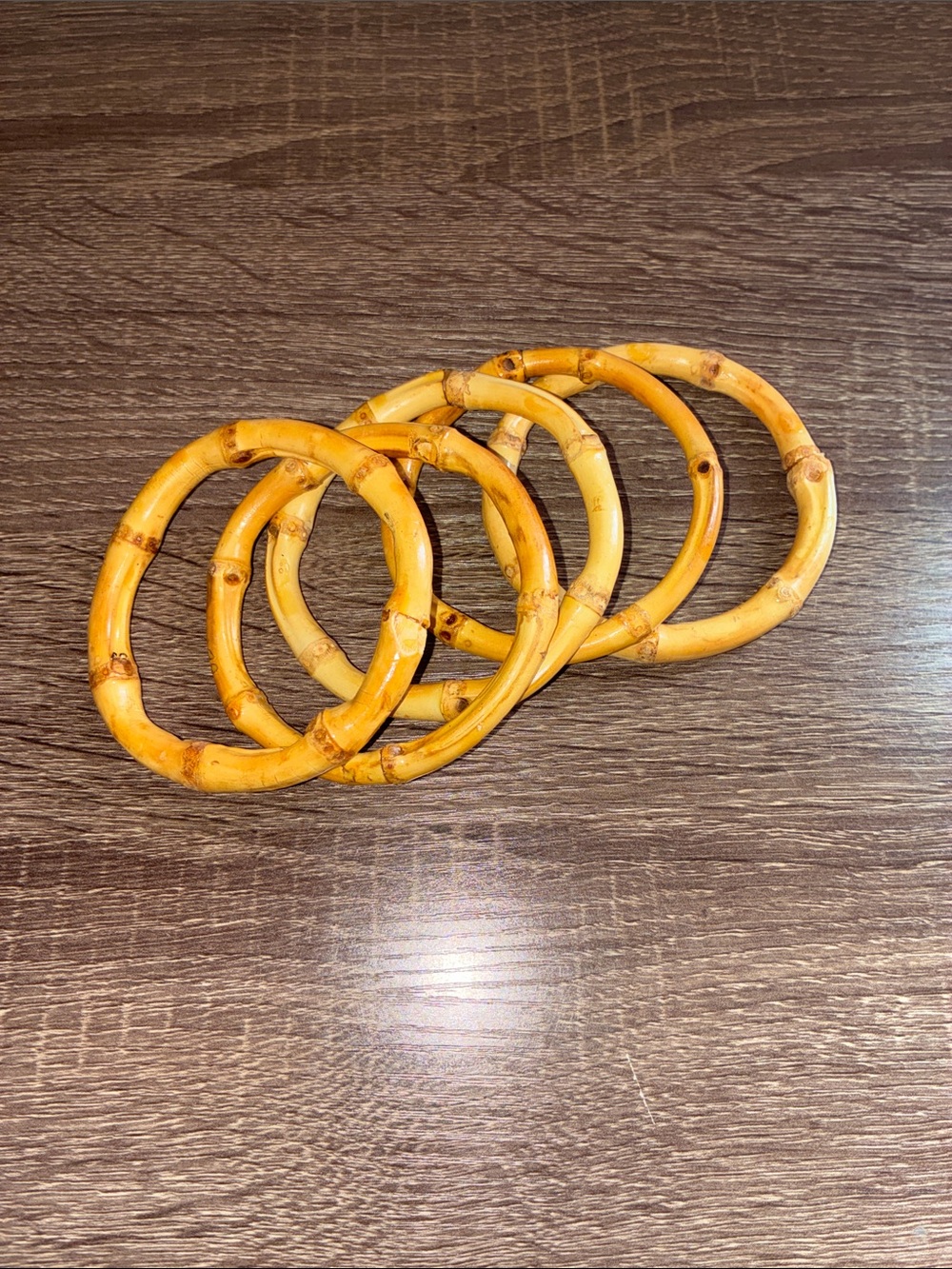EUC Vintage Natural Bamboo Bangle Bracelet Set - Honey Brown XS-S
